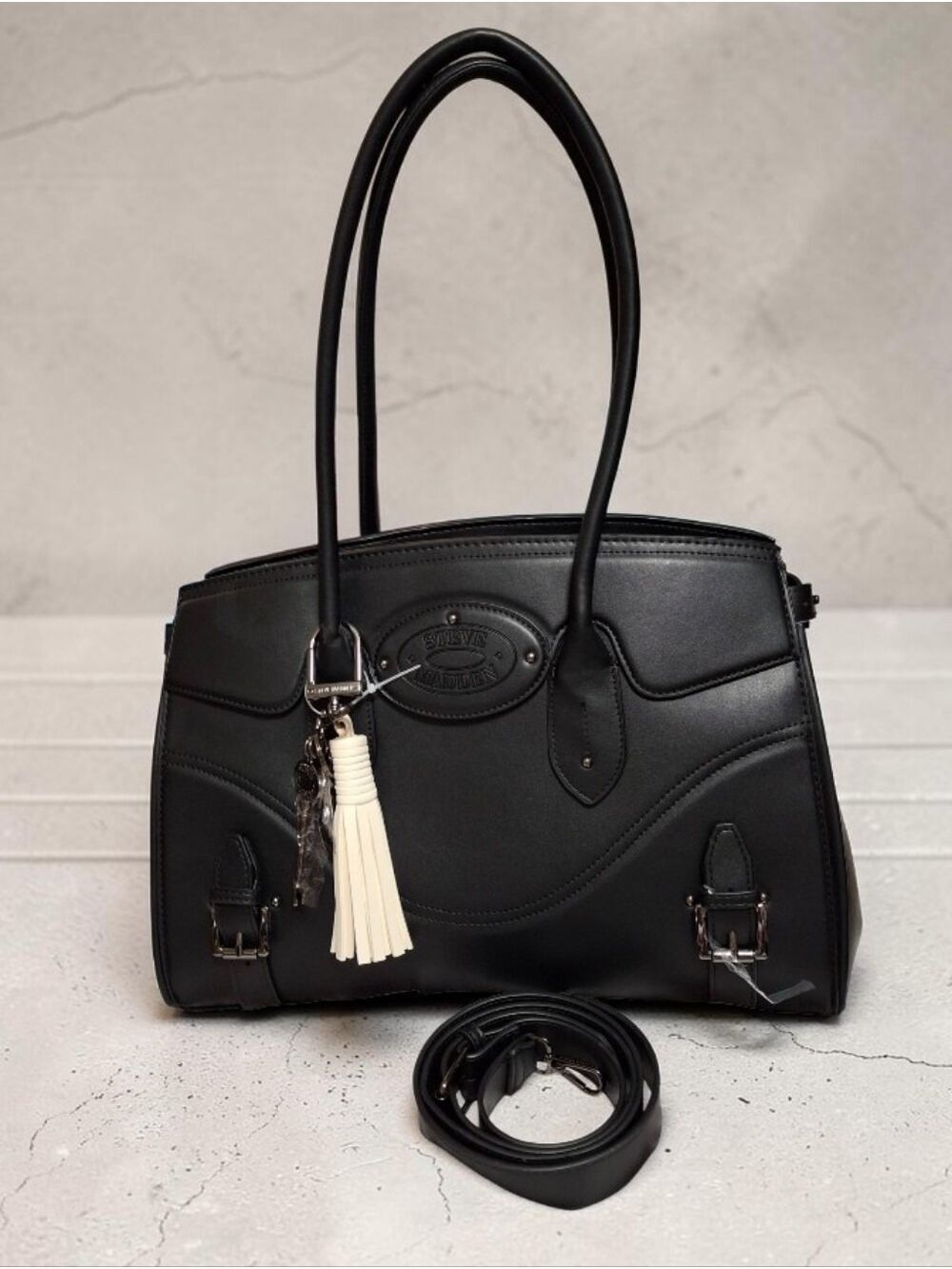 Steve Madden Black Womens' Tote - Laptop Bag with White Tassel Accent NWT $139